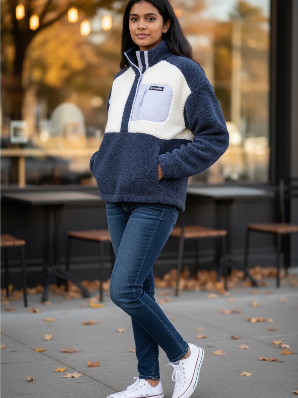 Columbia Lodge Sherpa Colorblock Pullover Fleece Jacket Size Small